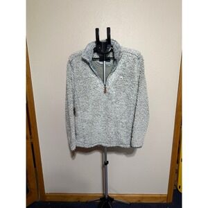 Southern Shirt Co Sherpa Pullover Gray Quarter Zip Fleece Jacket Mens Small S